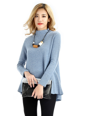 日神早秋新款品牌半高领羊绒衫女100纯羊绒纯色简约宽松套头毛衣