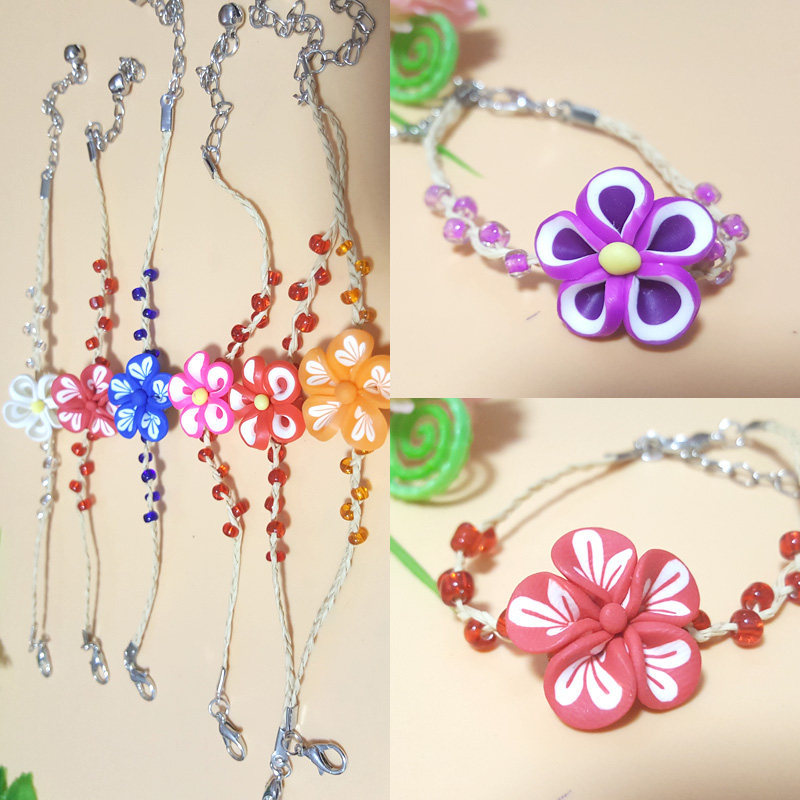 森系民族风礼物学生饰品花朵个性简约软陶梅花手链