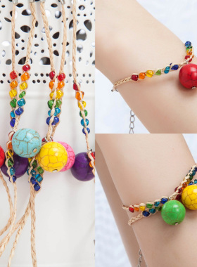 原创设计风拉菲草手工编织吊坠