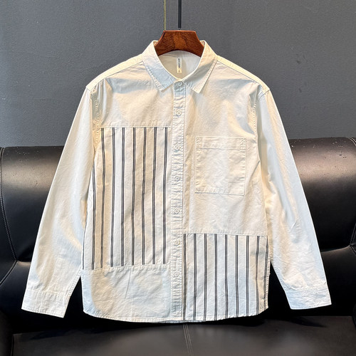 复古长袖衬衫男春秋季