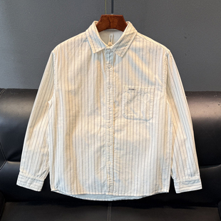 男港风宽松青少年潮流百搭休闲衬衣 衬衫 2025年春秋季 纯棉条纹长袖