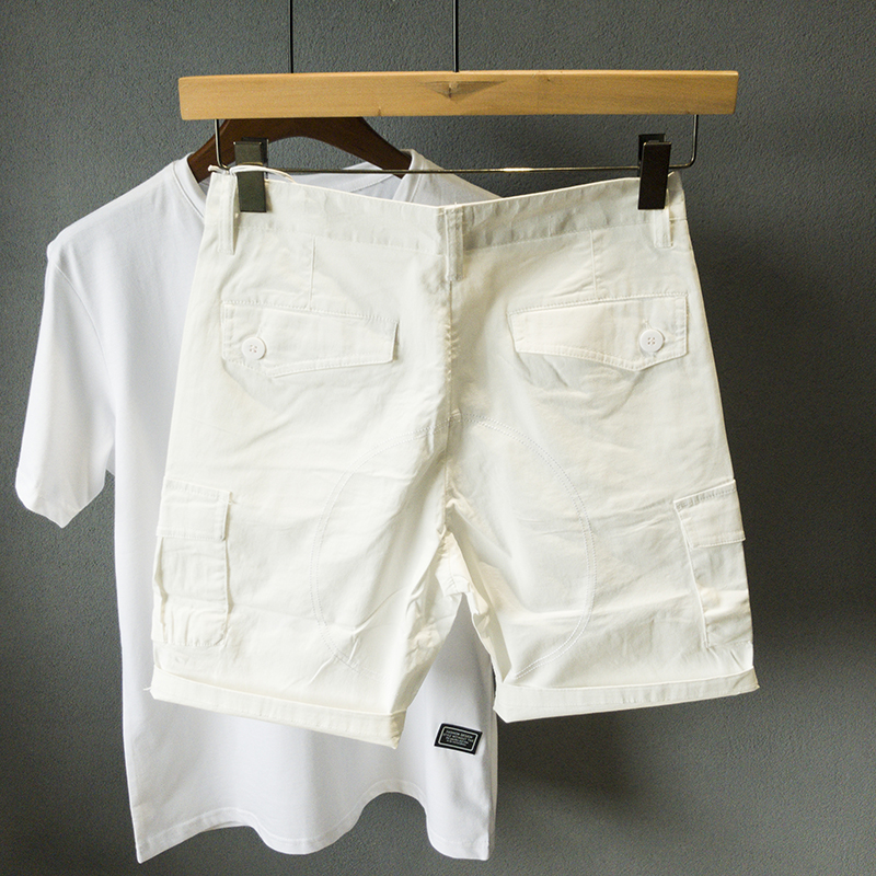 白色工装短裤男多口袋韩版潮流宽松休闲中裤夏季2020薄款五分裤男