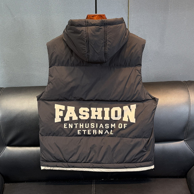 新款加厚羽绒背心男款冬季保暖白鸭绒马甲修身百搭连帽抗寒外套潮