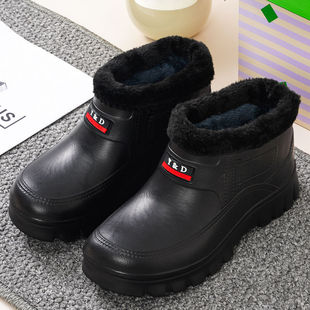 雪地靴工作鞋 棉鞋 保暖防水防滑加绒加厚高帮一脚蹬懒人鞋 冬季 男士