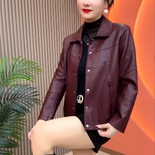 皮夹克 洋气减龄春秋新款 今年流行皮衣高级感小个子小款 外套女短款