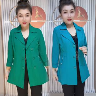 【薄款防晒】网红春夏中长新款西服外套时尚妈妈修身显瘦彩色风衣