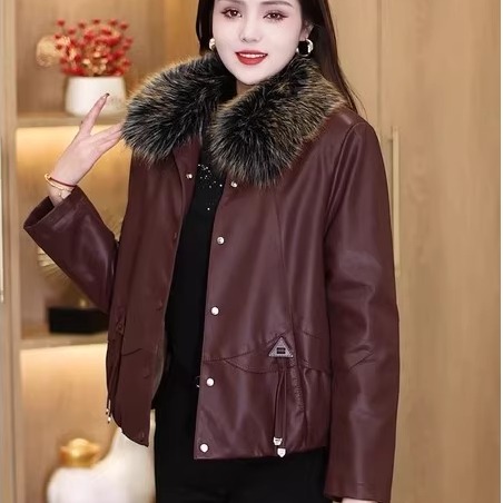 今年流行爆款海宁pu皮衣女2025冬季新款加厚加绒高档女士皮夹克潮