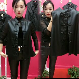 皮衣马甲女2026春秋季新款新中式复古港风盘扣马夹无袖坎肩外套