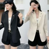 外套女春装 2025年新款 休闲气质修身 纯色西装 长袖 小西服职业上衣