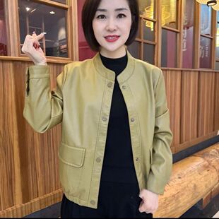 海宁皮衣女短款 皮夹克气质休闲立领圆领皮机车小外套 2025春秋新款