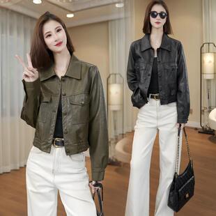 休闲修身 秋季 时尚 百搭宽松显瘦小个子短款 街头风皮衣外套春秋女装