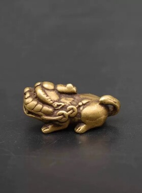 复古实心黄铜貔貅迷你茶宠桌面家居摆件纯铜招财镇宅手把件小铜器