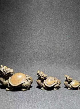 复古实心黄铜龙龟茶宠办公室工位桌面摆件纯铜招财镇宅家居装饰品