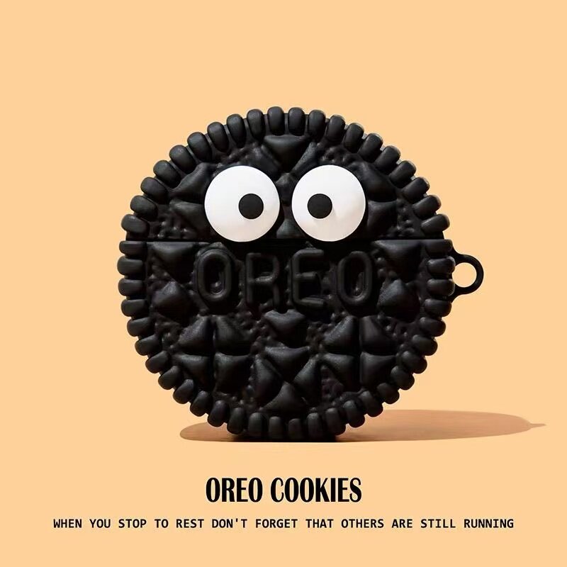 黑色饼干 适用于AirPods4保护套 苹果耳机套pro3三代第四代降噪款 耳机壳 硅胶软壳 防摔保护壳