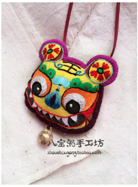 小老虎手工生肖刺绣民族风毛衣链