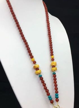 原创蝴蝶天然红玛瑙本命年佛牌链