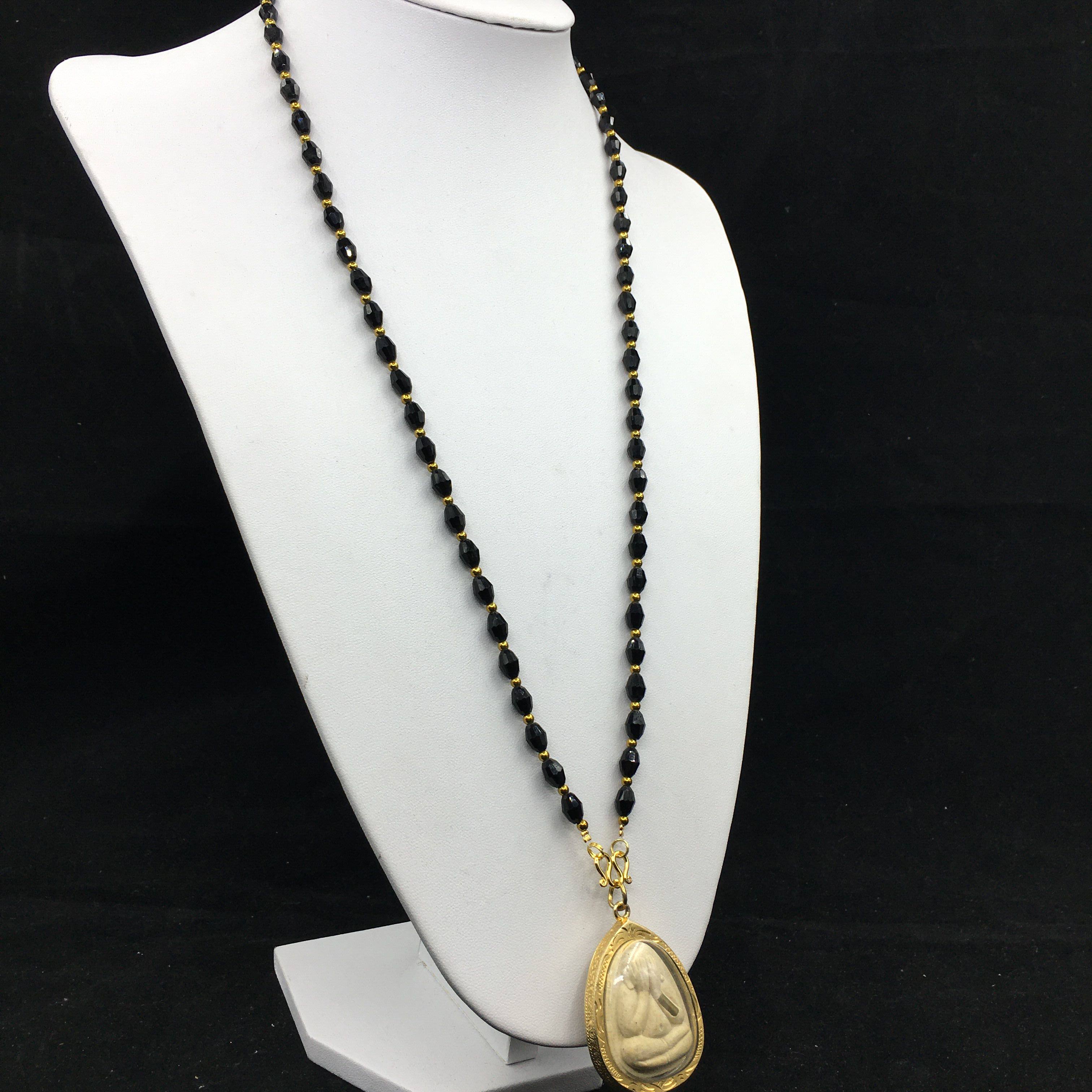 原创佛牌链切面黑水晶项链蝴蝶秋冬毛衣链中小模简约配链