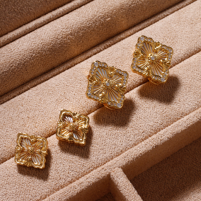 识货的来！opera歌剧院耳钉小号白贝母红玉髓黑玛瑙镀18K金耳环