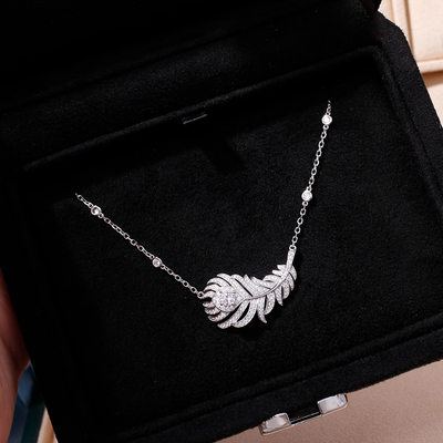 925纯银十字链女羽毛项链