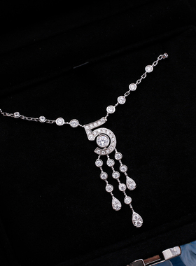 数字5项链高定版小香纯银18K白金简约镶嵌超闪高碳钻吊坠毛衣链