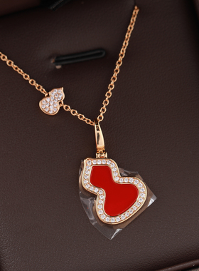 红运当头/本命年红色项链红玉髓玛瑙白贝母镀18K玫瑰金毛衣链