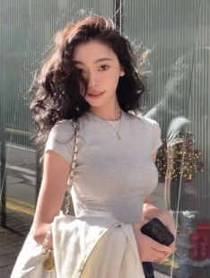 REFLEXION易梦玲同款螺纹莫代尔棉圆领T恤