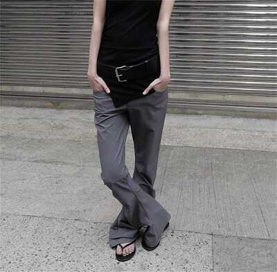 RARE*正确版立体裁剪西装弯刀喇叭裤 黑色/灰色