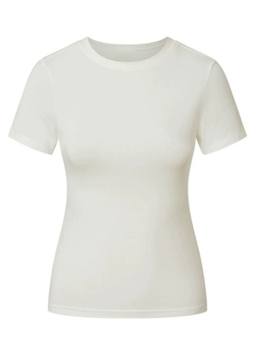 高品质alright正确版“云朵”肤感柔软亲肤紧身圆领正肩短袖T恤女