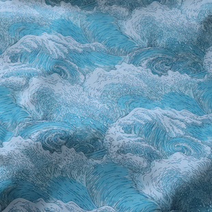 Liberty利伯缇 府绸布料海浪 白 服装婴童女装衬衫连衣裙面料手作