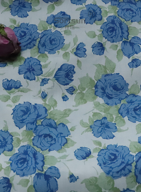 liberty英国蓝玫瑰田园风服装衬衫连衣裙童装发饰diy手工布料面料