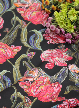 80支 高支全棉平替LIBERT国产长绒棉数码印花布料面料女服装轻薄