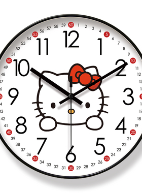 易普拉6912客厅挂钟 HELLO KITTY卡通早教静音挂表静音扫秒石英钟