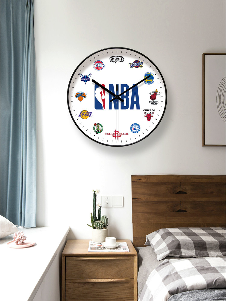 YIPULA 8243 NBA 농구 테마 벽시계 거실 시계 침실 시계 침실 자동 스윕 두 번째 쿼츠 시계