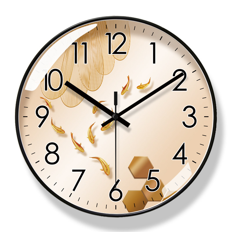 易普拉6452福字准时挂钟客厅钟表时钟挂表圆形轻奢创意静音石英钟