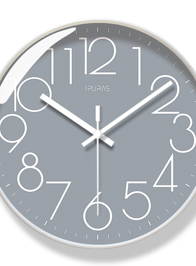 易普拉6502挂钟白色经典简约客厅钟表时新中式时钟静音扫秒石英钟