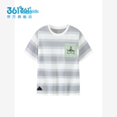 纯棉新品 361°男童短袖 针织衫 2024夏横纹中大童休闲T恤K52422210