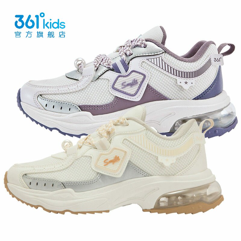 361&deg;女童气垫休闲鞋网面新品2025秋春中大童粘扣运动鞋K82533832