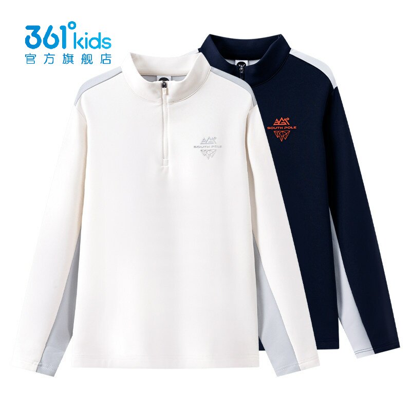 361男童长袖立领运动T恤新品2026冬针织加绒半开襟上衣K52642201图片