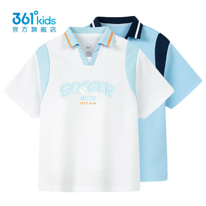 361°男童短袖POLO衫V领新品2025秋夏棉质中小童翻领T恤K52534201