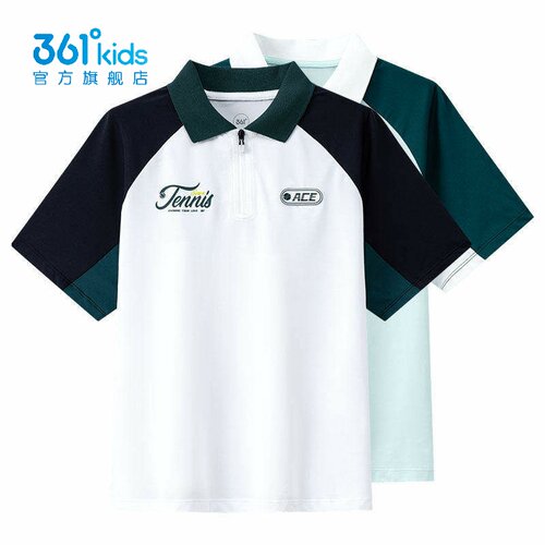 361°男童冰感翻领POLO衫新品2026秋夏撞色短袖速干T恤K52631207