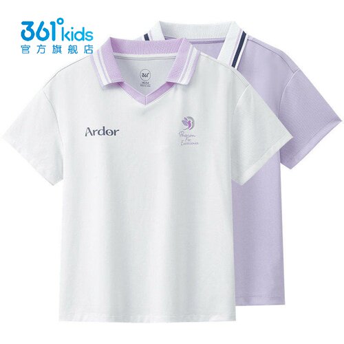 361°女童翻领POLO衫新品2026秋夏冰感V领短袖速干T恤衫K62631214