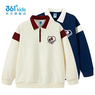 361女童翻领卫衣加绒新品2025冬学院风儿童半开襟套头衫K62543309