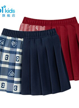 361°女童仿毛呢短裙拼色新品2025冬半身裙学院风百褶裙K62543504