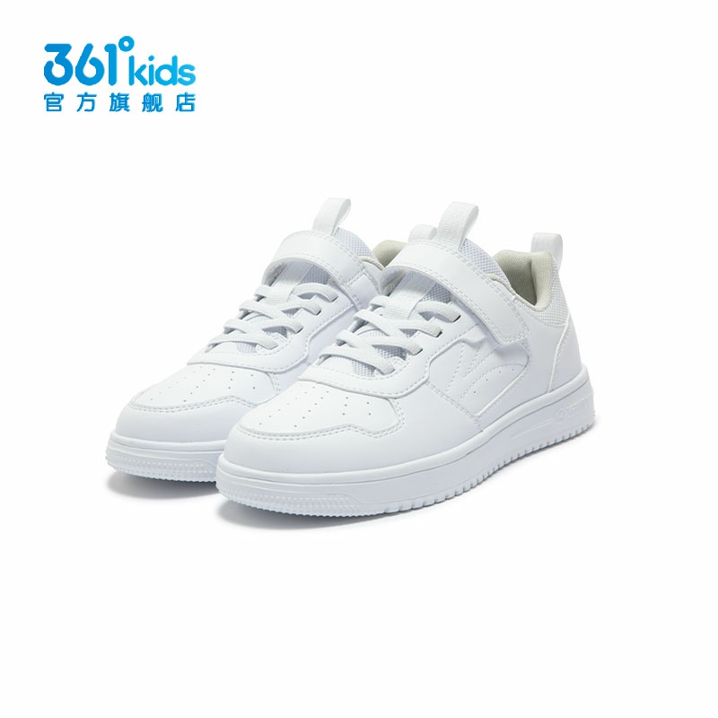361°男童板鞋粘扣新品2024秋春革面运动鞋中大童小白鞋K72433704