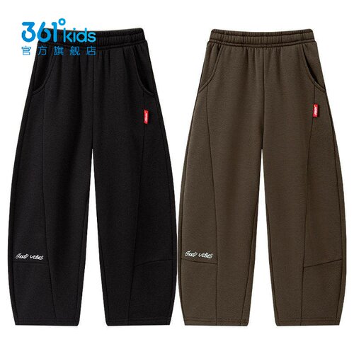 361°男童加绒弯刀运动裤新品2026冬香蕉裤小童直筒长裤K52644502