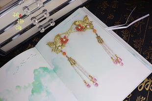 BJD三分四分 3分4分娃用发簪 古风配饰 仙鹤发钗 流苏步摇