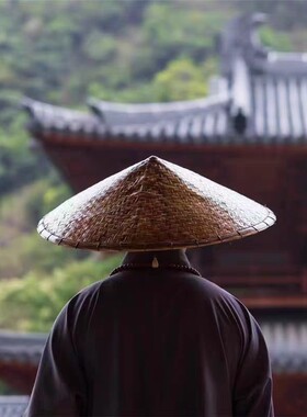 手工细竹篾编织竹笠斗笠竹帽复古防晒遮雨行脚禅修户外轻便大草帽