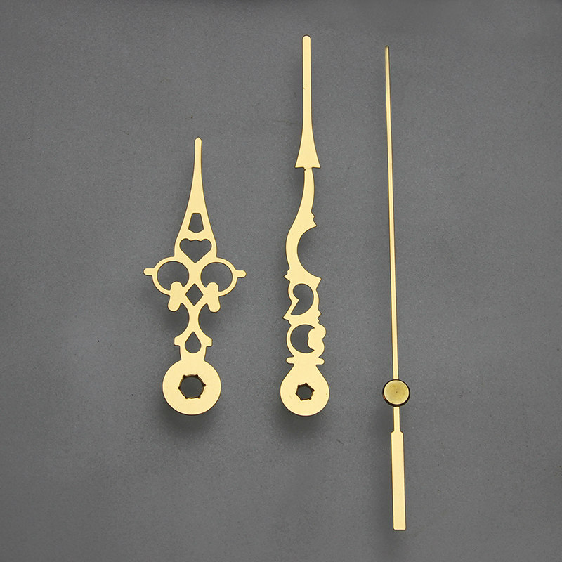 金色指针挂钟配件钟表精工孔粗轴金属铝材钟针diy时针分针秒针