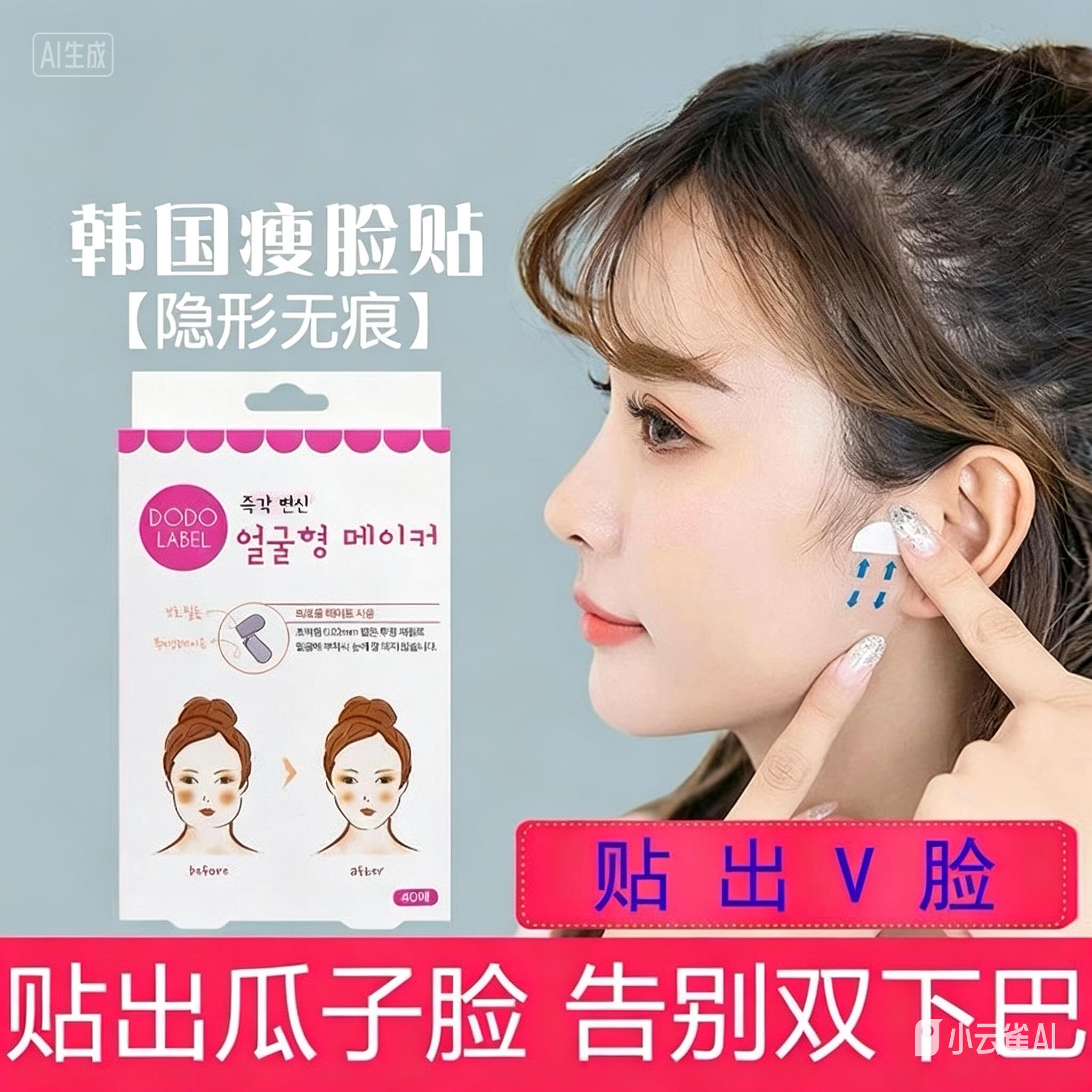 瘦脸贴女小v脸神器仪网红提拉紧致透明隐形绷带面部罩隐型化妆用