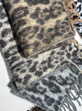 加价购！韩版东大门复古豹纹仿羊绒围巾女秋冬加厚披肩甜酷千禧风